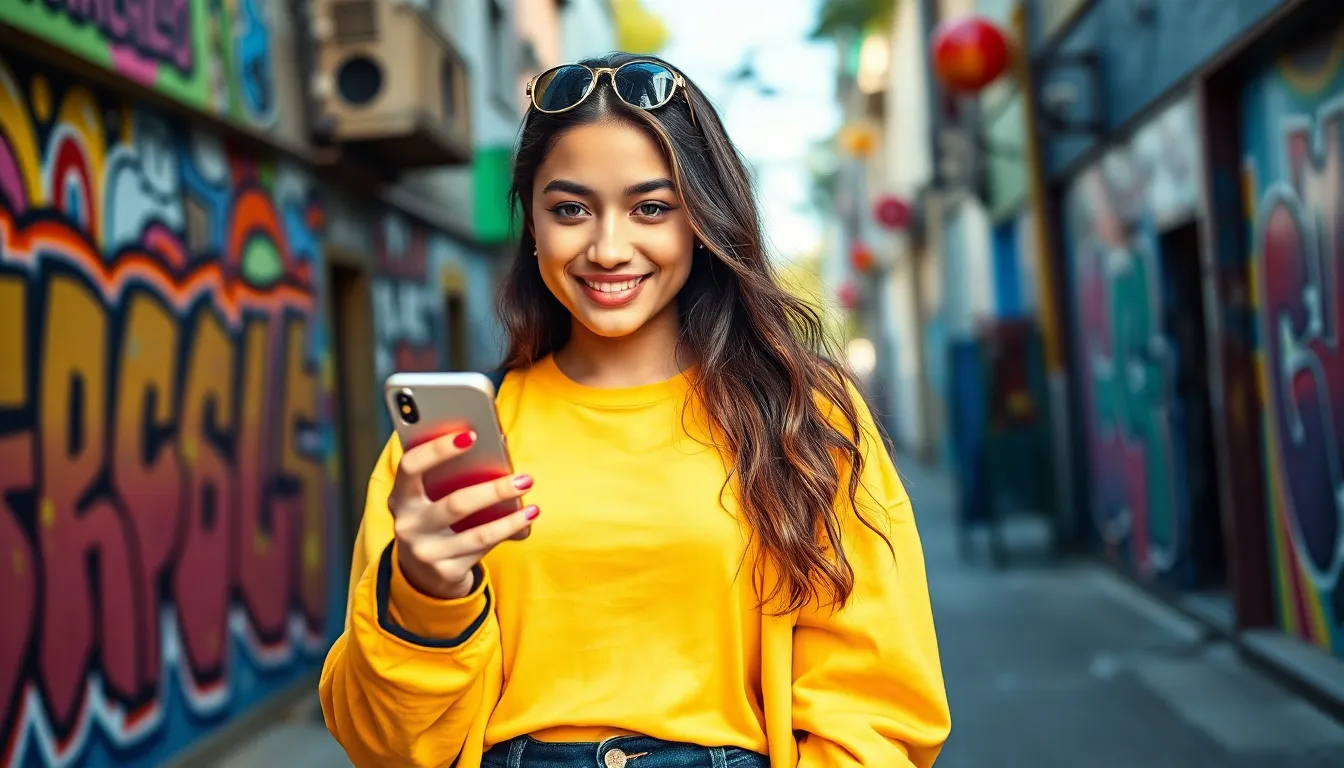 Luuhsouza9 in a vibrant urban setting, showcasing her artistic roots.